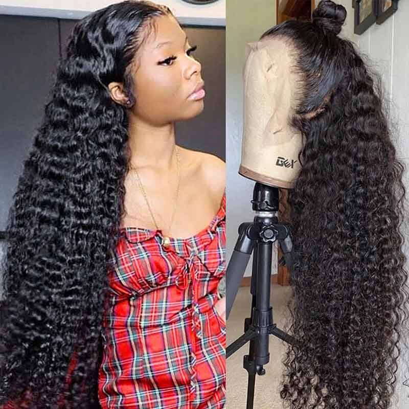 28~40 Inches Long Wig Deep Wave Virgin Human Hair 13x4 HD Lace Frontal Wigs