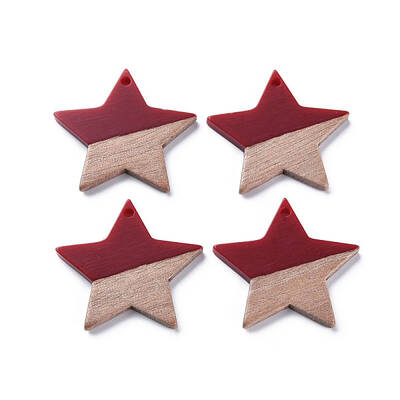 Opaque Resin & Walnut Wood Pendants