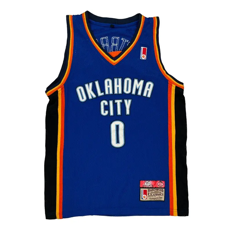 Oklahoma City Thunder Hardwood Classics Nba Nba Jersey - Medium Blue Polyester
