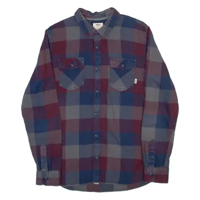 VANS Tailored Fit Mens Flannel Shirt Maroon Check Long Sleeve M