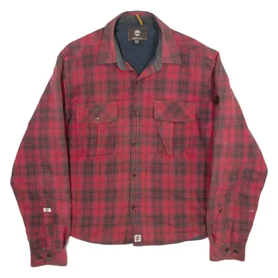 TIMBERLAND Regular Fit Mens Shirt Red Plaid Long Sleeve M