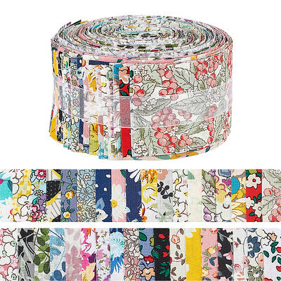 36Pcs Printed Flower Cotton Ribbon