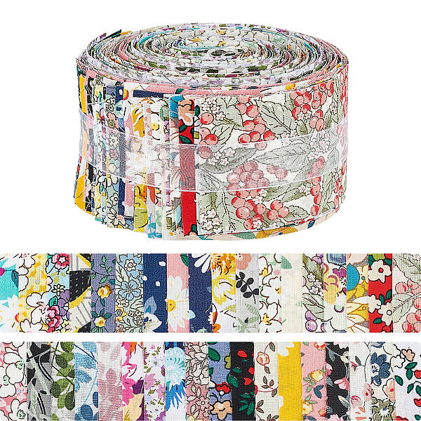 36Pcs Printed Flower Cotton Ribbon