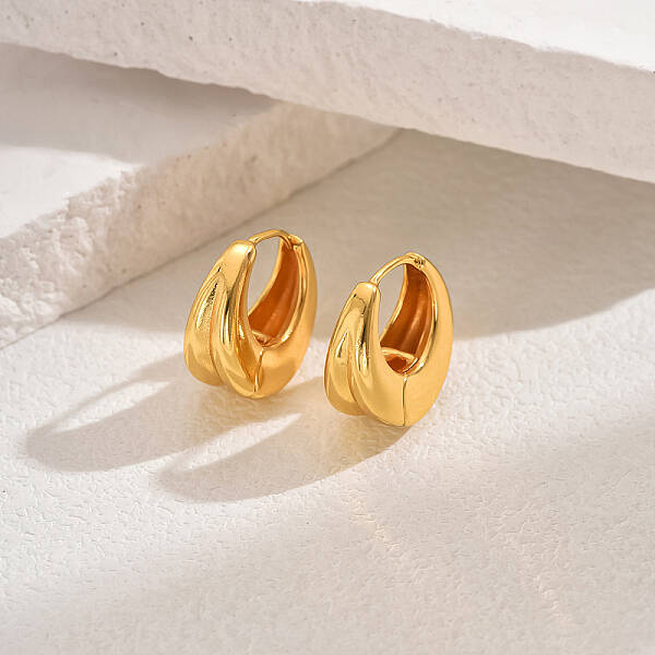 Classic Fashionable Brass Hoop Earrings for Women
