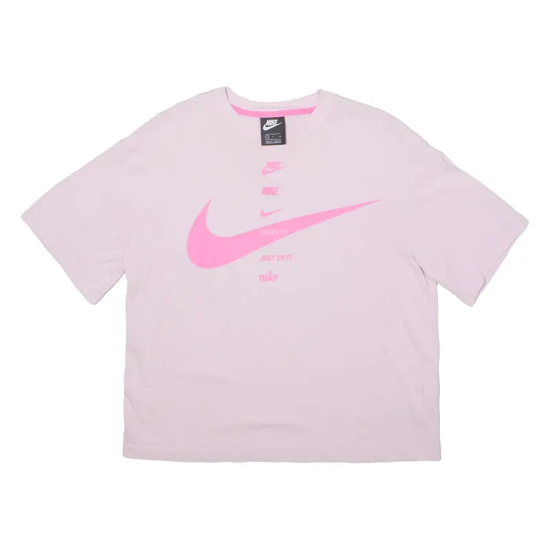 NIKE Womens T-Shirt Pink Crewneck S
