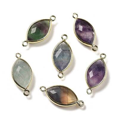 Natural Fluorite Faceted Connector Charms