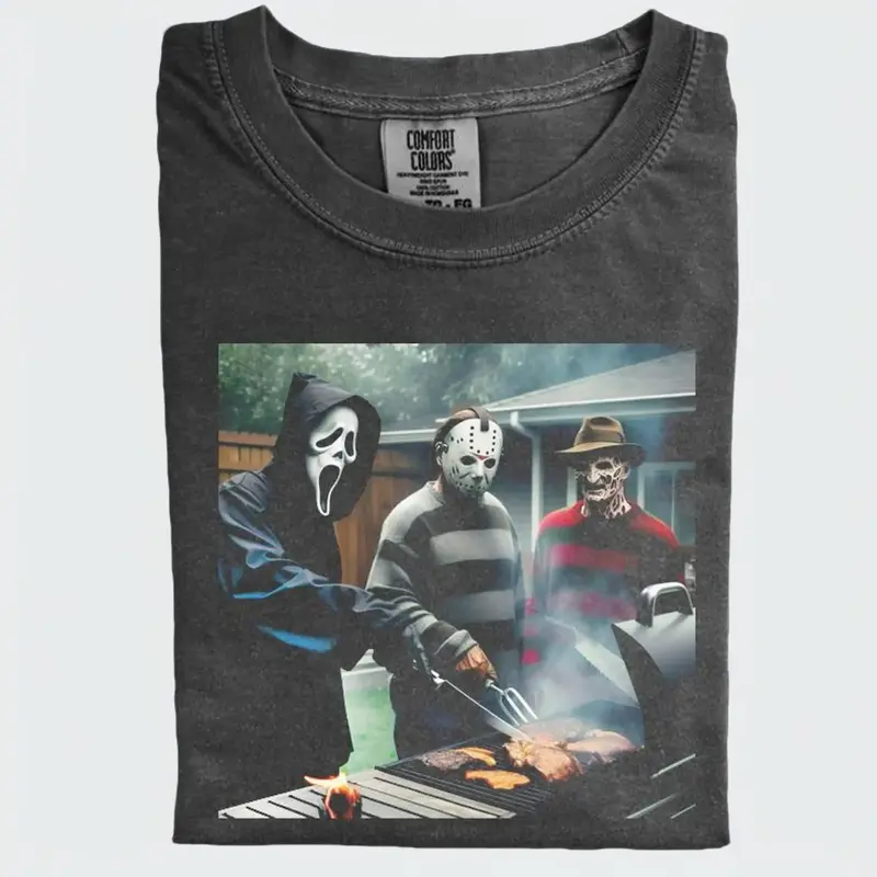 Retro Funny Ghost Face Micheal Myerrrs crossover episodes T-shirt, Funny Adult Halloween 2025 Tee Shirt, Halloween Apparel Me...