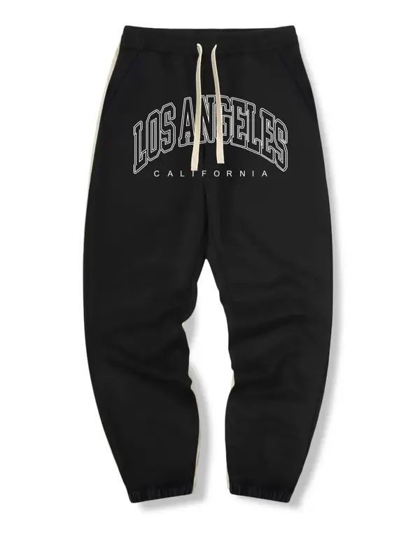 Men's Casual Letter Print Drawstring Waist Sweatpants, Pants for Men, Regular Fit Elastic Waist Pocket Jogger Pants for Summ...