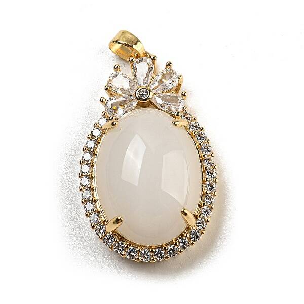Brass Micro Pave Clear Cubic Zirconia Pendants