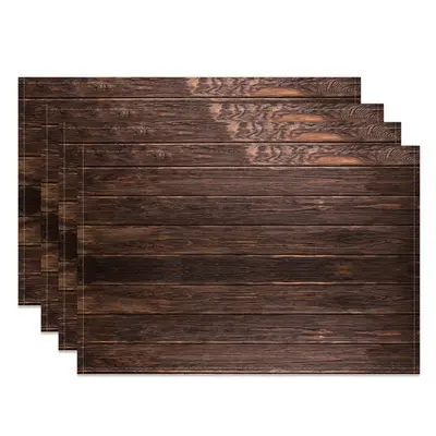 Classic Dark Brown Wooden Wall Set Of 4 Placemats - Aperturee