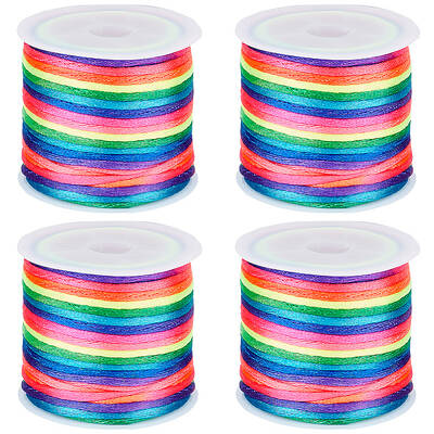 4 Rolls Segment Dyed Nylon Rattail Satin Cord