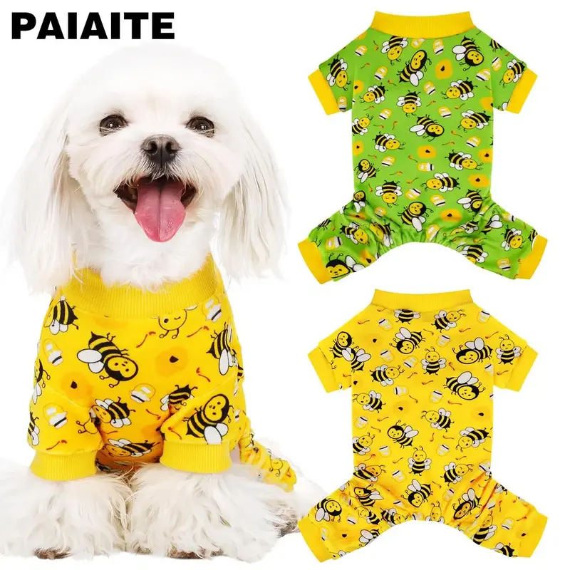 Cute Bee Print Pet Jumpsuit, Soft Comfortable Pet Clothes for Small Dogs, Pet Clothes for All Seasons