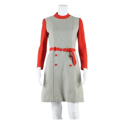 Womens Day Dress Grey Long Sleeve Knee Length S