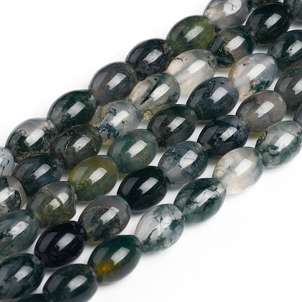 Natural Moss Agate Beads Strands