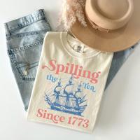 Comfort Colors Spilling The Tea Since 1773, USA Patriotic Tee, 4th of July Party TShirt, Women Oversized T-Shirt, Summer Outf...