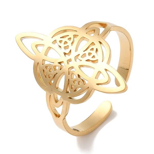 304 Stainless Steel Witch Knot Open Cuff Rings for Women