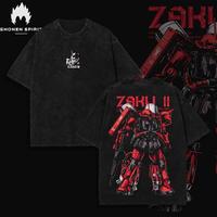 Gundam Mobile Suit Zaku II MS-065 - Gundam Anime Double Side T-Shirt, Unisex Mineral Anime Manga Washed Heavy Cotton T-shirt,...