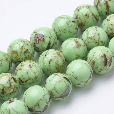 Assembled Synthetic Turquoise and Shell Beads Strands
