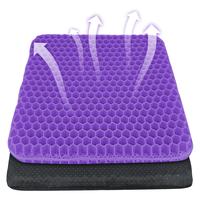Gel seat cushion, double-thick egg gel cushion with non-slip cover, breathable honeycomb design for pressure and back pain re...