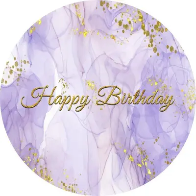 Aperturee Purple And Gold Abtract Round Birthday Backdrop