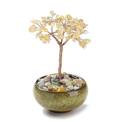 Natural Yellow Quartz Chips Tree Decorations
