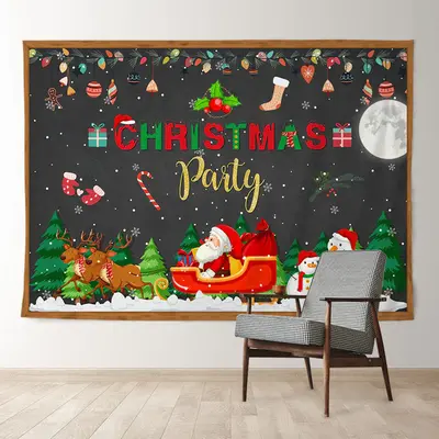 Aperturee Santa Sled Snowman Bauble Christmas Party Backdrop