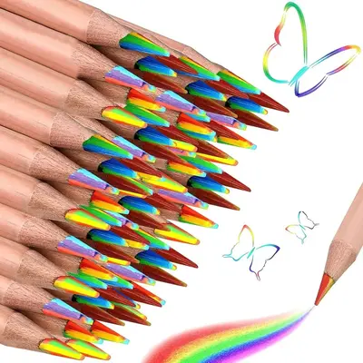 7 in 1 Colorful Pencil, 20pcs Rainbow Color Drawing Graffiti Pencil,  Art Creation Supplies for Home School Dormitory Office