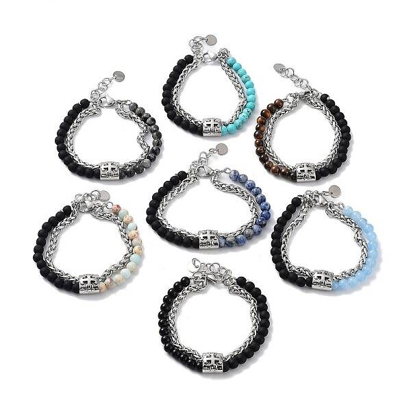 201 Stainless Steel Cross Chain Bracelets