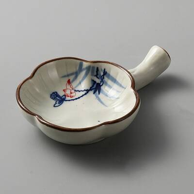 Flower Shape Ceramics Ink Plate with Handle