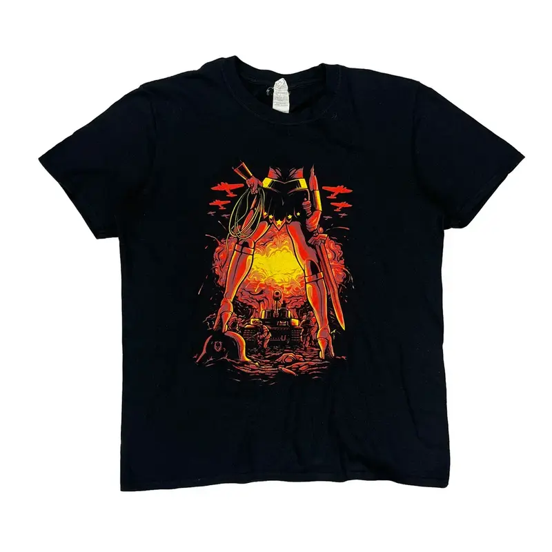 Wonder Woman Gildan Graphic T-Shirt - Large Black Cotton