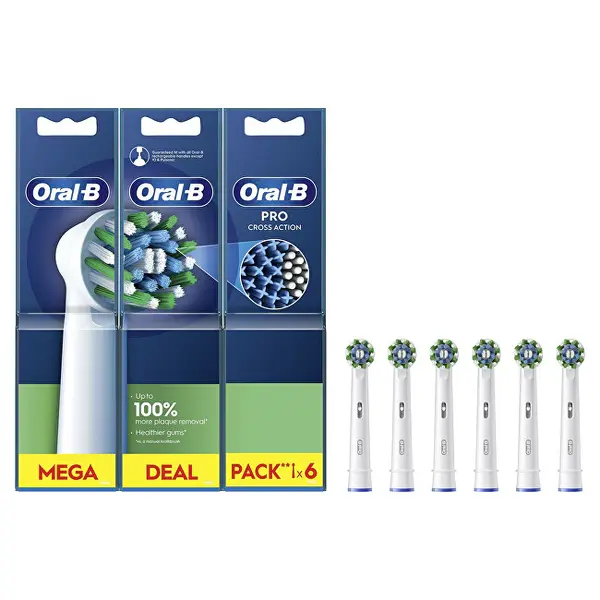 Oral B Testine Di Ricambio Cross Action White Eb50, 6 Pezzi.