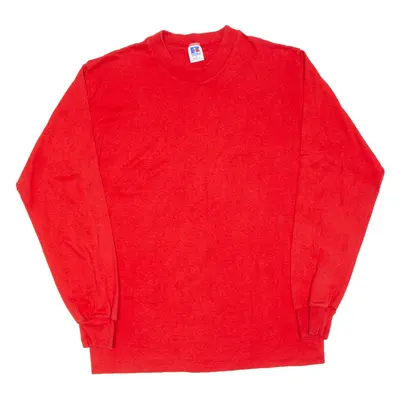 RUSSELL ATHLETIC Mens T-Shirt Red Long Sleeve M