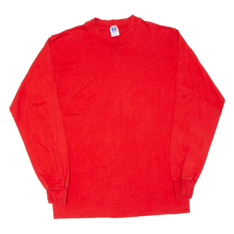 RUSSELL ATHLETIC Mens T-Shirt Red Long Sleeve M