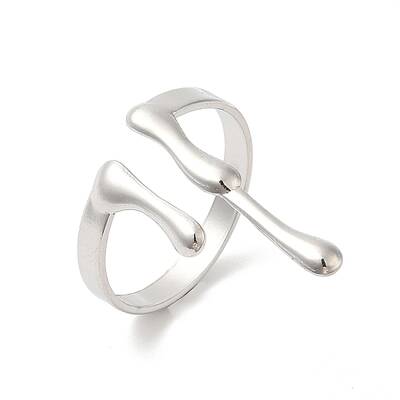 Non-Tarnish 304 Stainless Steel Melting Drop Open Cuff Rings for Women