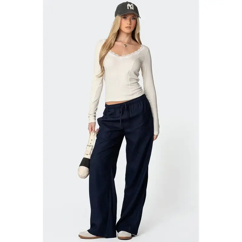 Edikted Women's Yasmine Linen Look Pants