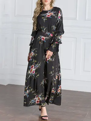 Vintage Fashion Printed Dress, Summer Holiday Style, Loose-Fit Thin Fabric, Shabby Chic Design, Perfect for Casual Wear