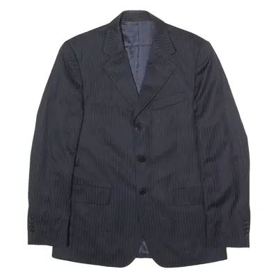 FERRE Mens Blazer Jacket Blue Wool Pinstripe L