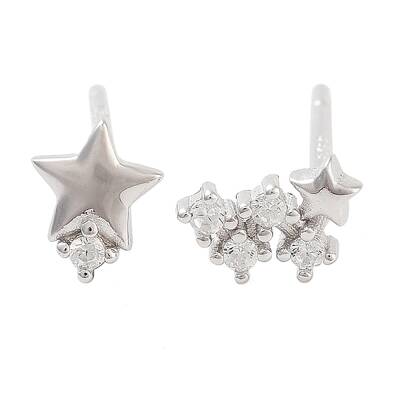 925 Sterling Silver Micro Pave Clear Cubic Zirconia Stud Earrings for Women
