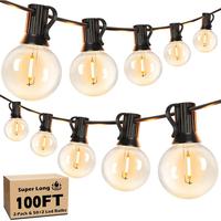 LED Outdoor String Lights 100FT Patio Light with 52 Shatterproof G40 Dimmable Globe Bulb, 2-Pack 50FT Waterproof Outside Hang...