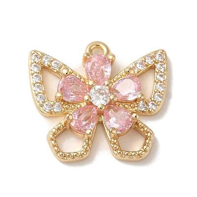 Brass Micro Pave Clear Cubic Zirconia Charms