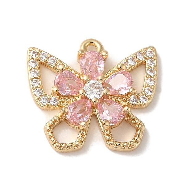 Brass Micro Pave Clear Cubic Zirconia Charms