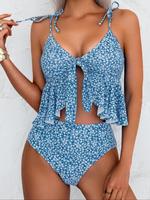 Women's Ditsy Floral Print Tankini Set, Casual Fashion Chic Swimsuit Set for Beach Holiday Vacation, Ladies Swimwear for All ...