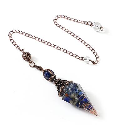Natural Lapis Lazuli & Resin Hexagonal Pointed Dowsing Pendulums