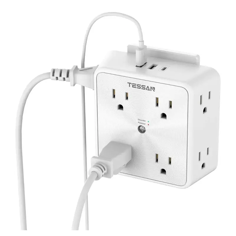 TESSAN 8 Outlet Surge Protector with USB C Wall Charger 1700J Power Plug Splitter for Home Office & Dorm Room Portable & Mode...