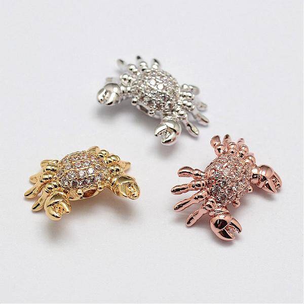 Brass Micro Pave Grade AAA Cubic Zirconia Beads