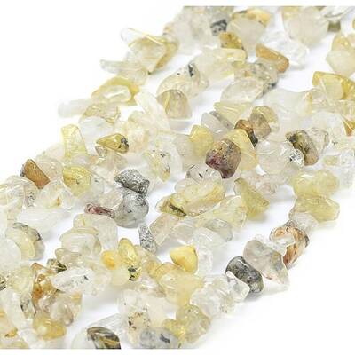 Natural Gold Rutilated Quartz Chip Bead Strands