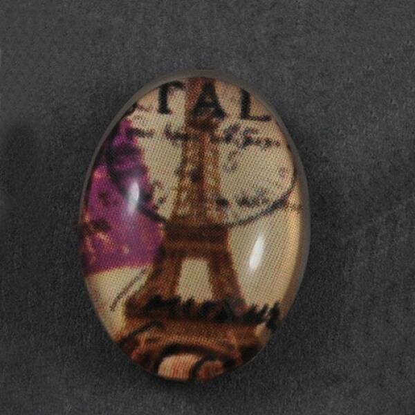Timeworn Eiffel Tower Dome Oval Tempered Glass Flat Back Cabochons