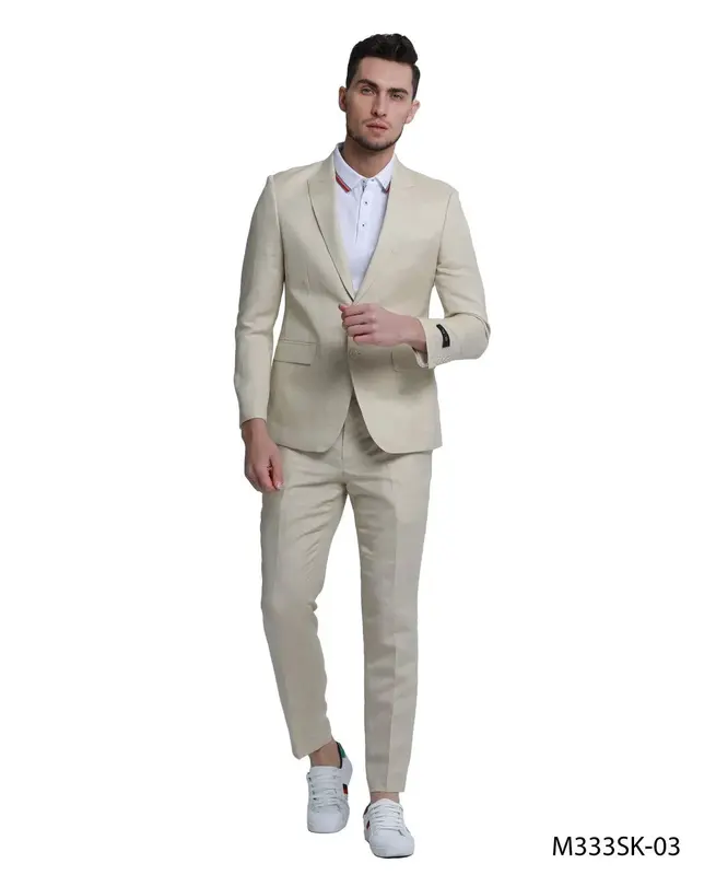 Tazio Men's Slim Fit 2-Piece Suit - Solid Color