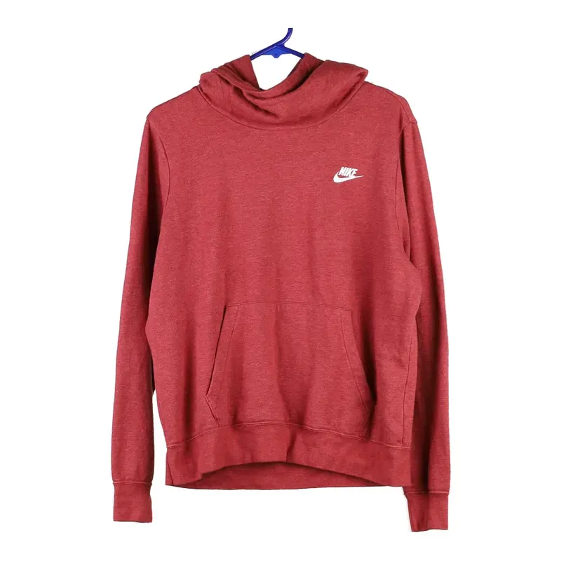 Nike Hoodie - Large Red Cotton Blend