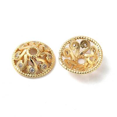Brass Micro Pave Cubic Zirconia Bead Cone
